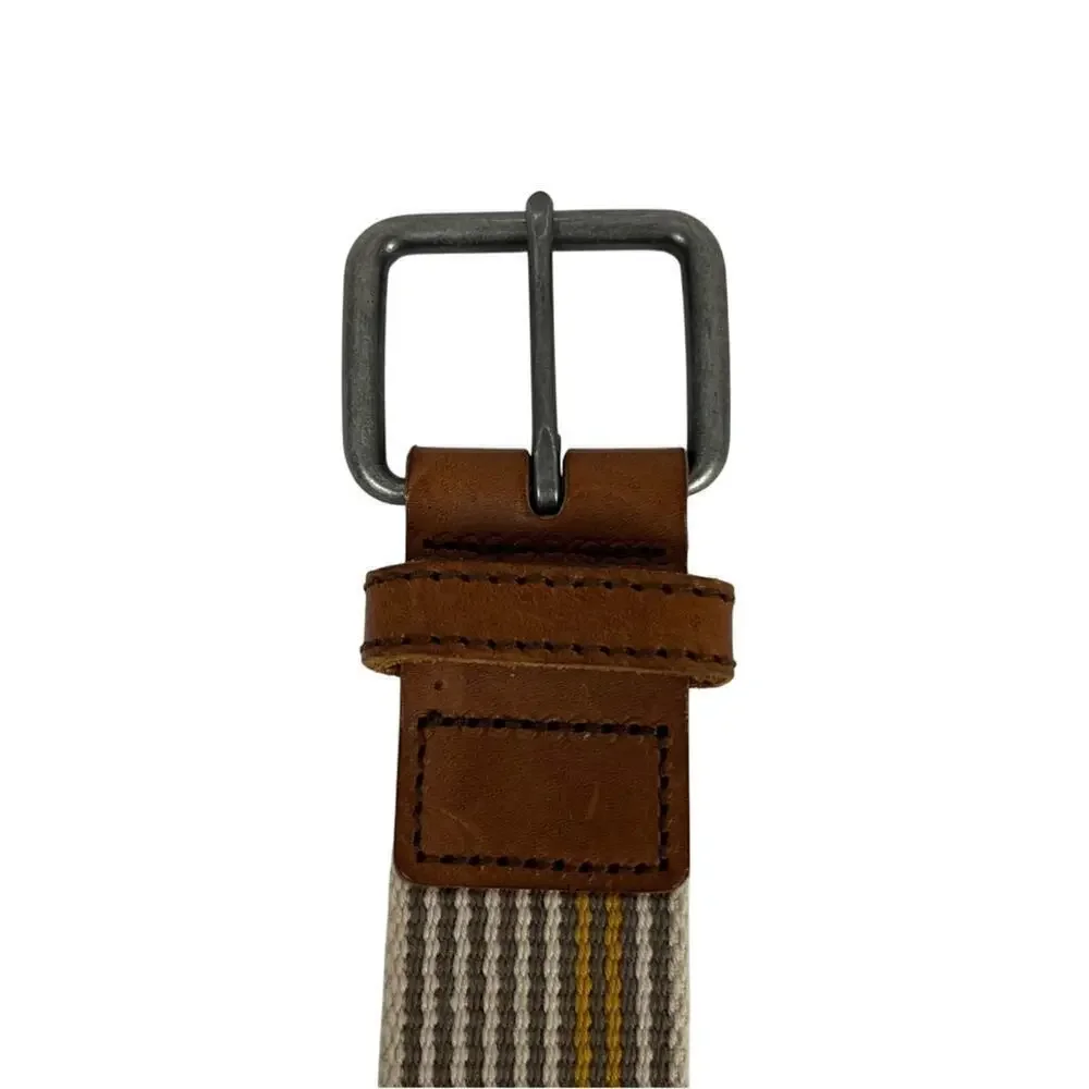 FAT FACE Woven Belt with Bronze-Tone Metal Buckle Preppy Size Large 37-41 Inches